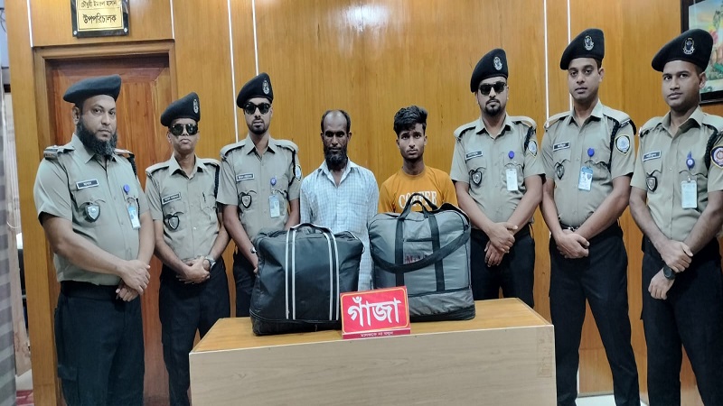 চাঁপাইনবাবগঞ্জে ১৪ কেজি গাঁজা সহ দুই করাবারি গ্রেপ্তার